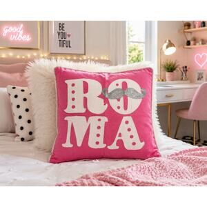 PBteen Roma Jet Setter Pillow Cover NWT Pink Coquette Teen Room Decor 18x18